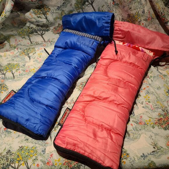 2 Coleman Salesman's Sample Doll Size Camping Sleeping Bags Barbie Ken